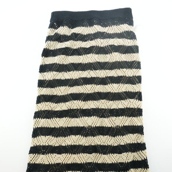 Freshman 1996 Skirt Womens Small Black Beige Crochet Knit Lined Striped Boho New - Picture 1 of 12
